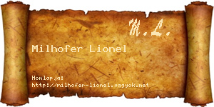 Milhofer Lionel névjegykártya